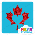 Picture of Canada Maple Leaf Heart Glitter Tattoo Stencil - HP-222 (5pc pack)